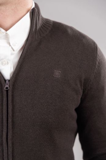 Slika Pamucni dzemper - ZIP - BRAON