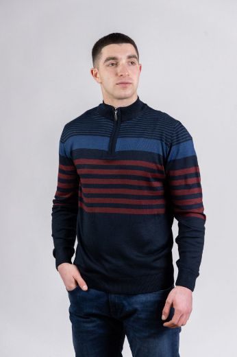 Slika Pamucni dzemper - Navy Bordeaux ZIP