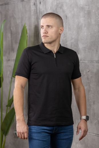 Slika Majica ZIP sa kragnom - BLACK