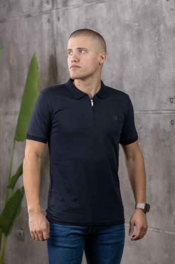 Slika Majica ZIP sa kragnom - DEEP NAVY